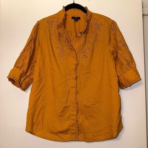 J. Crew Mustard Yellow/golden rod Blouse top button down